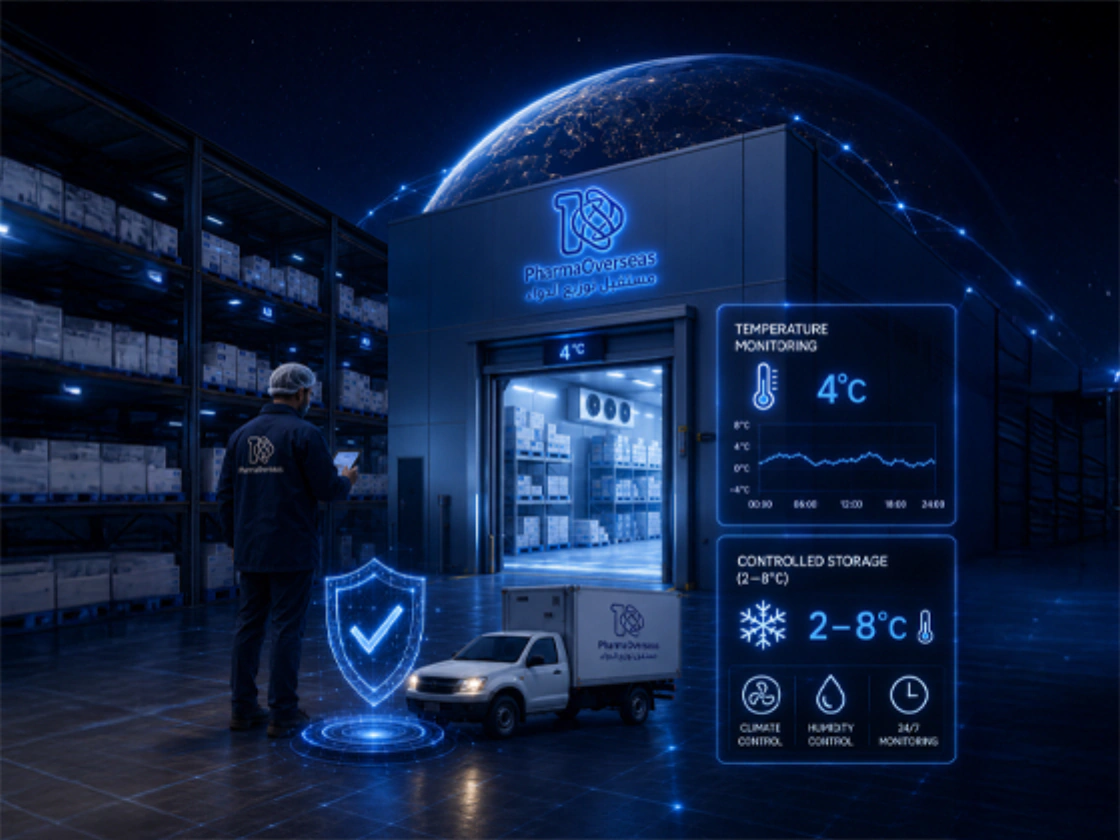 Pharmaceutical cold storage facility with temperature monitors