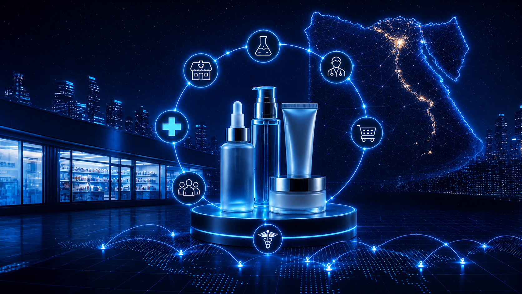 A high-capacity pharmaceutical distribution facility serving FMCG and cosmetic products