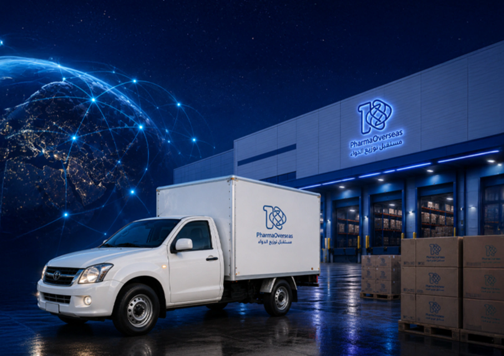 PharmaOverseas distribution center and delivery truck