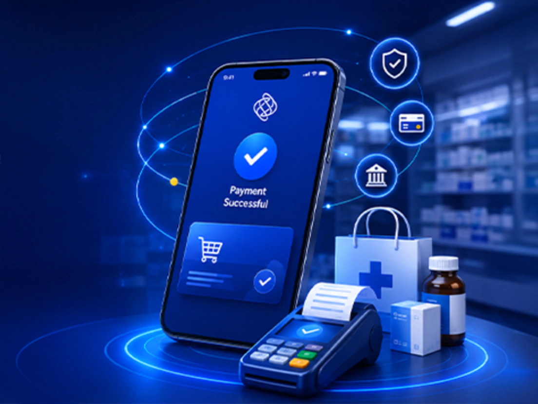 Pharmacist using a digital tablet to verify an order