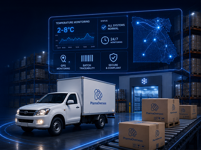 Real-time temperature monitoring and batch traceability in a PharmaOverseas warehouse