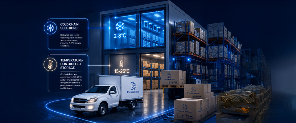 PharmaOverseas cold-chain and temperature-controlled pharmaceutical warehouse